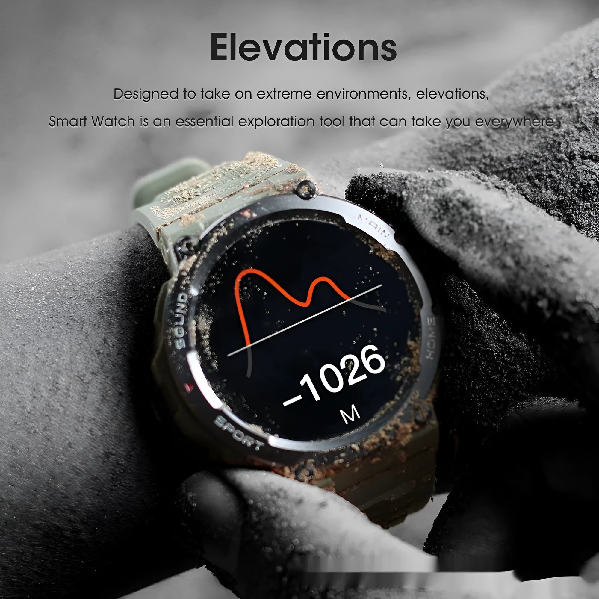 Smart watch with Bluetooth calling and NFC health monitoring for outdoor sport, black colour