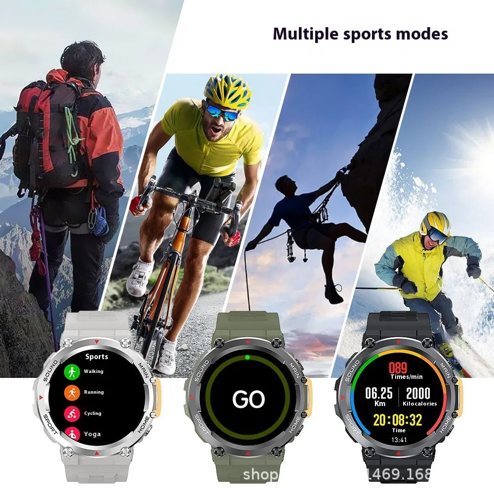 Smart watch with Bluetooth calling and NFC health monitoring for outdoor sport, black colour