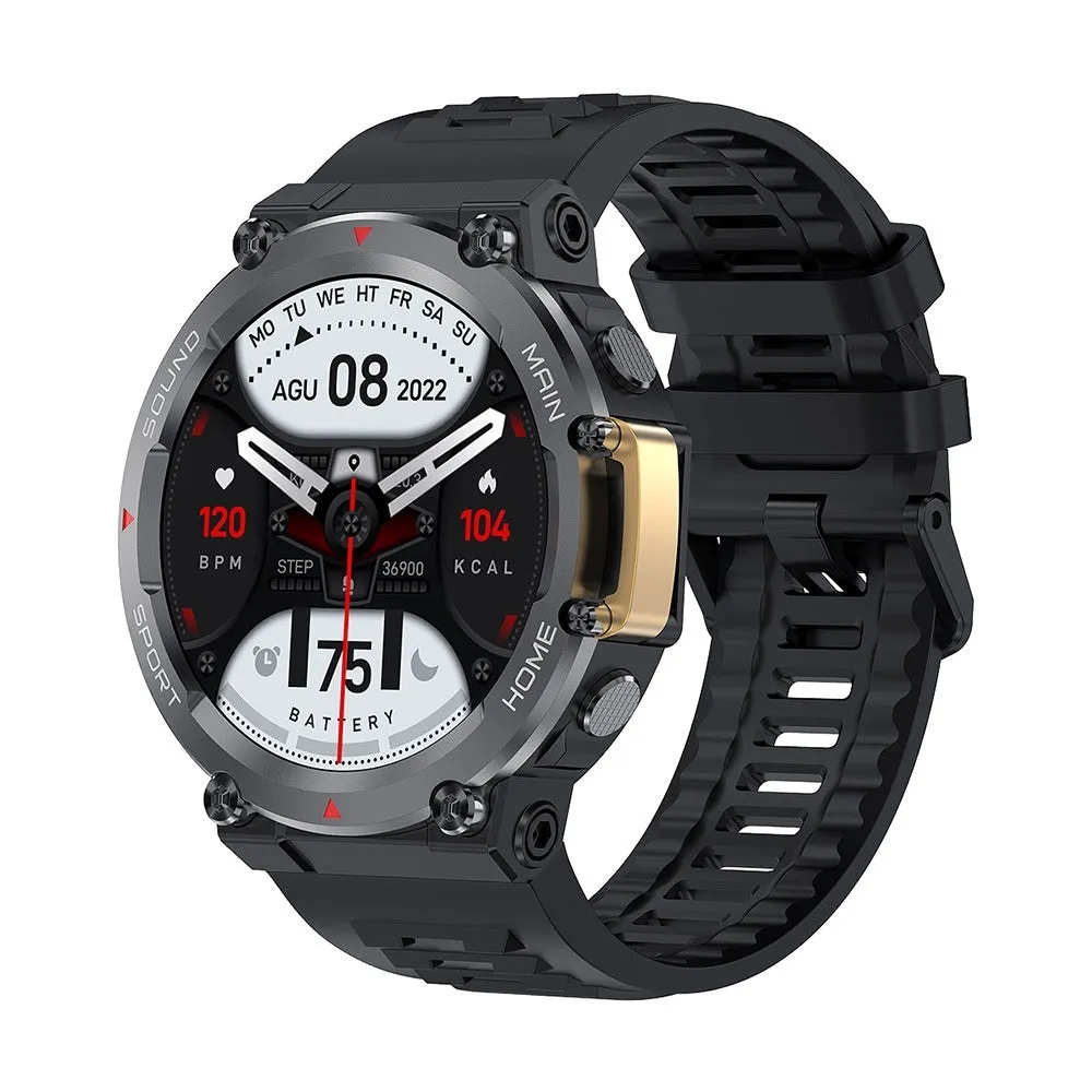 Smart watch with Bluetooth calling and NFC health monitoring for outdoor sport, black colour