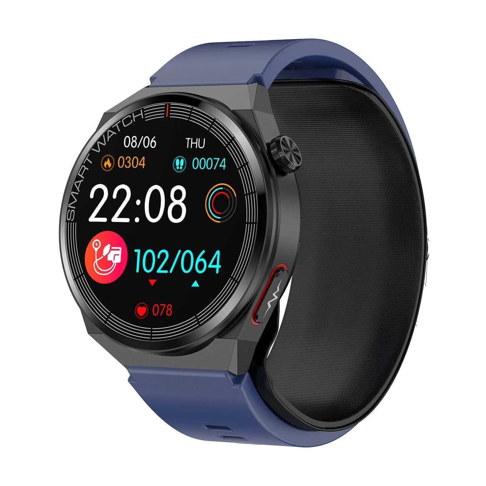 Blood pressure voice broadcast sport smart watch with TFT screen, available in black, blue, and red colours
