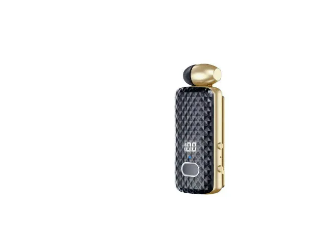 F588 mini cable Bluetooth headset in black side view showing in-ear design and cable style
