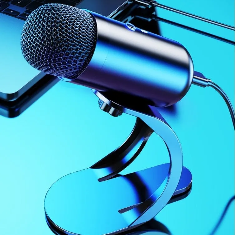 K6 USB wired desktop microphone black version front view for karaoke and live streaming use