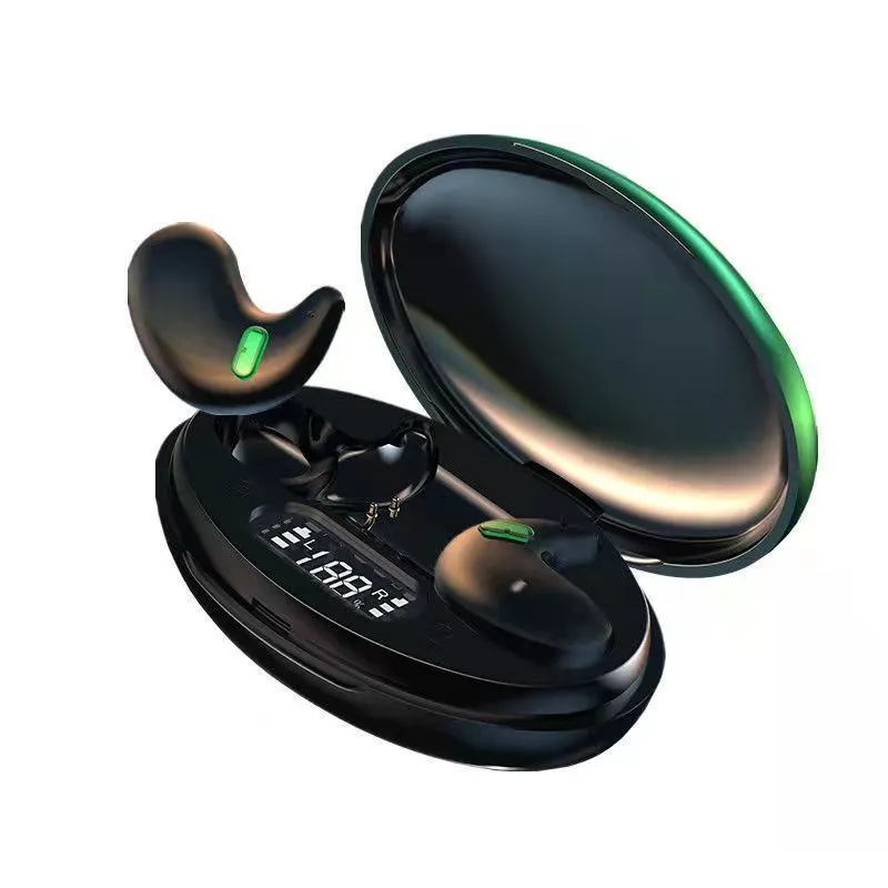 Wireless in-ear headset mini invisible earbuds sports style PC ABS black white digital display