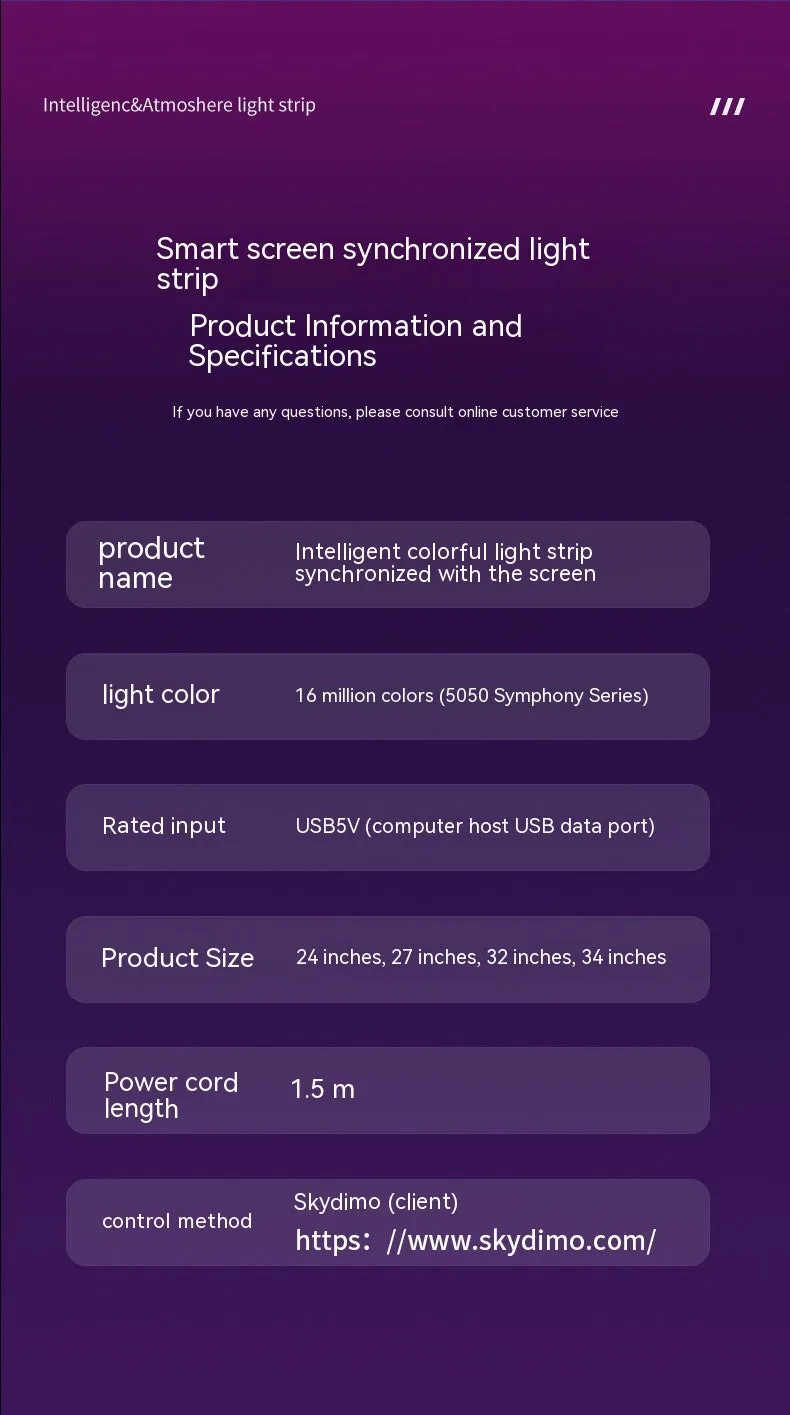 RGB esports desktop computer atmosphere backlight 5W silicone screen-sync strip IP65 for 24 inch monitor