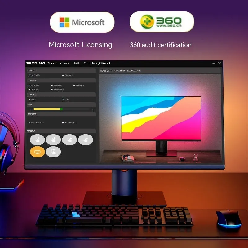 RGB esports desktop computer atmosphere backlight 5W silicone screen-sync strip IP65 for 24 inch monitor