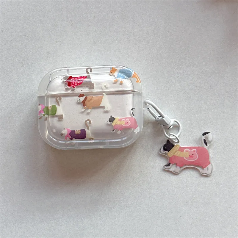 Gradient sausage dog embossed TPU protective case for AirPods 1-3 Pro and Pro 2