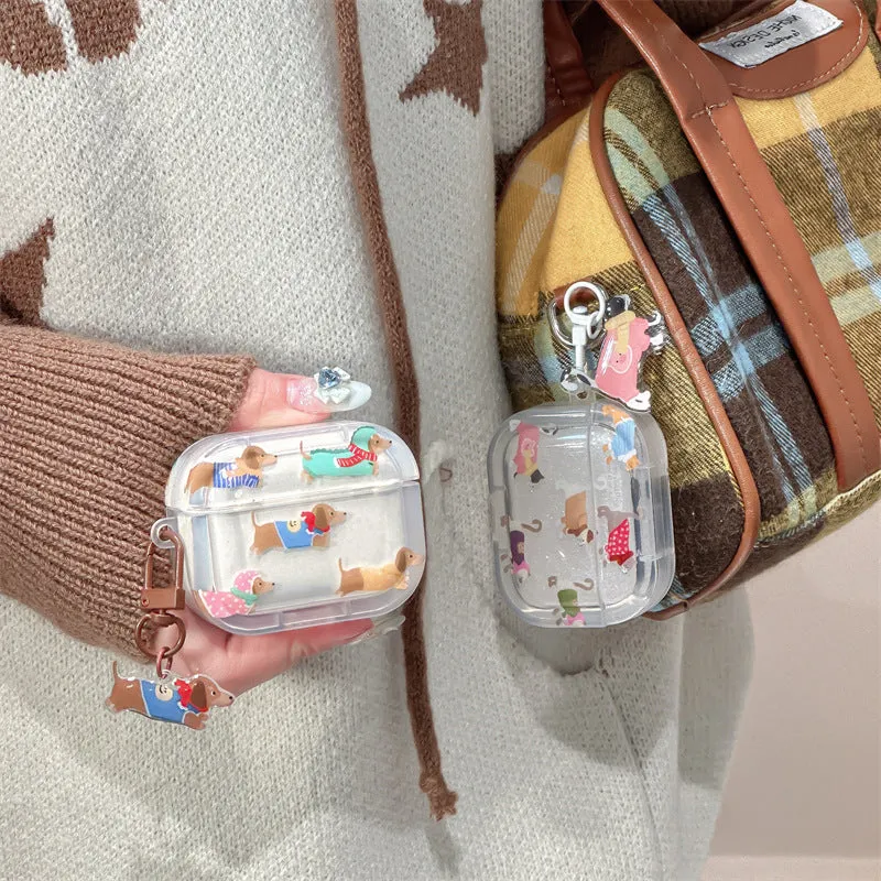 Gradient sausage dog embossed TPU protective case for AirPods 1-3 Pro and Pro 2