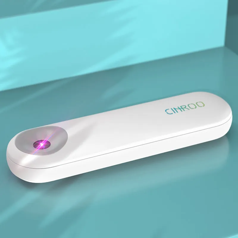 White portable UV sterilizer lamp with compact design for travel disinfection