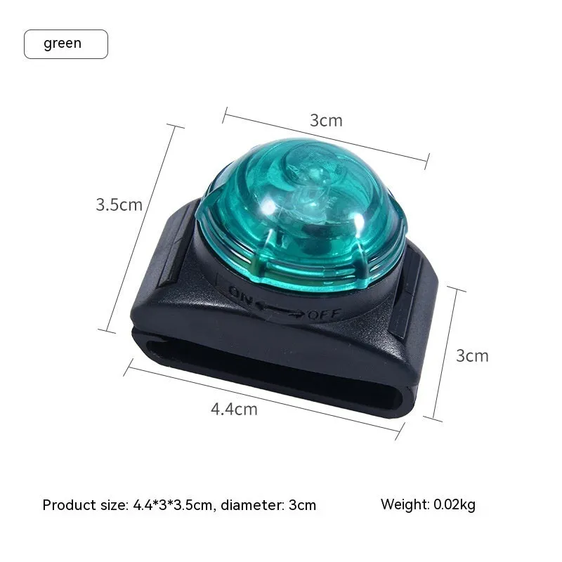 Plastic night anti loss dog walking light in blue attached to a dog collar for evening safety