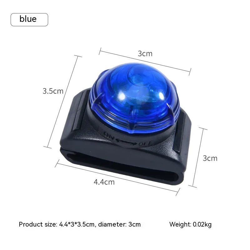 Plastic night anti loss dog walking light in blue attached to a dog collar for evening safety