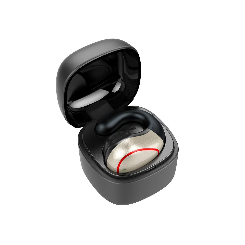 Mini Bluetooth invisible in-ear wireless sports headset with charging case, plastic build, Iron Gun Gray