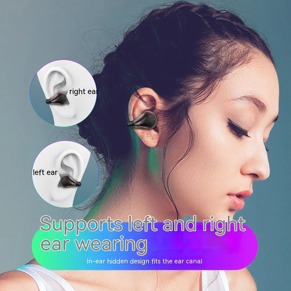 Mini Bluetooth invisible in-ear wireless sports headset with charging case, plastic build, Iron Gun Gray