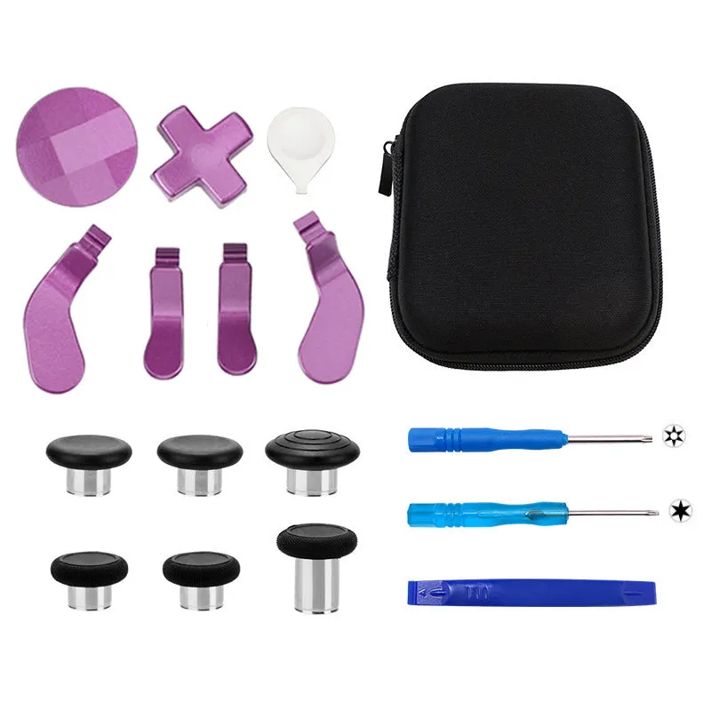Xbox Elite 2 controller metal rocker thumbsticks and cross key replacement kit in blue with tools and storage bag