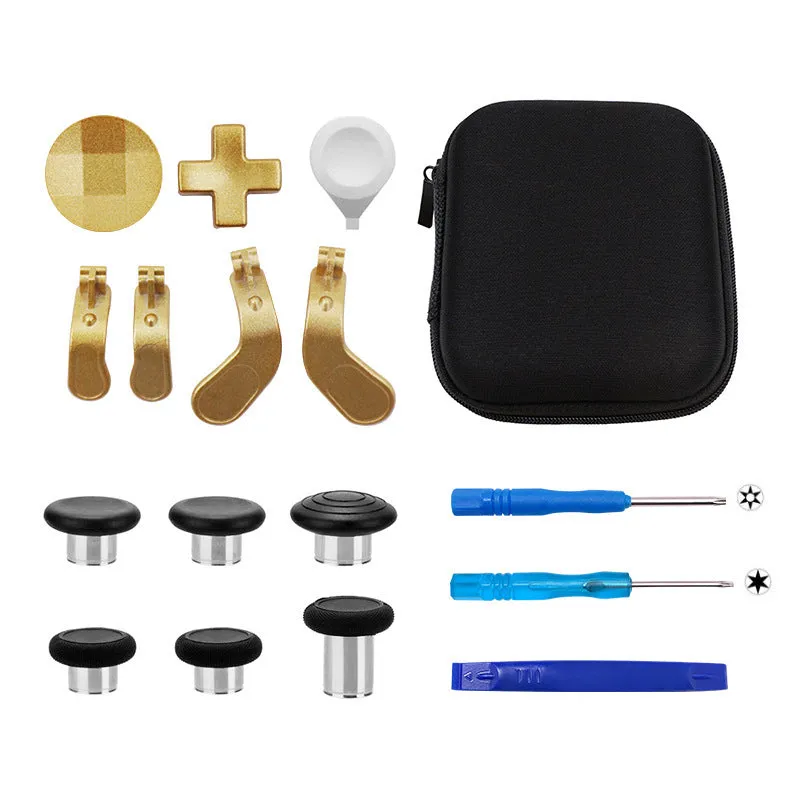 Xbox Elite 2 controller metal rocker thumbsticks and cross key replacement kit in blue with tools and storage bag