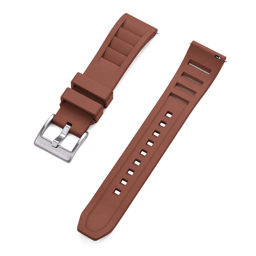 Breathable fluororubber watch strap in black, 22mm width, with wind disassembly design