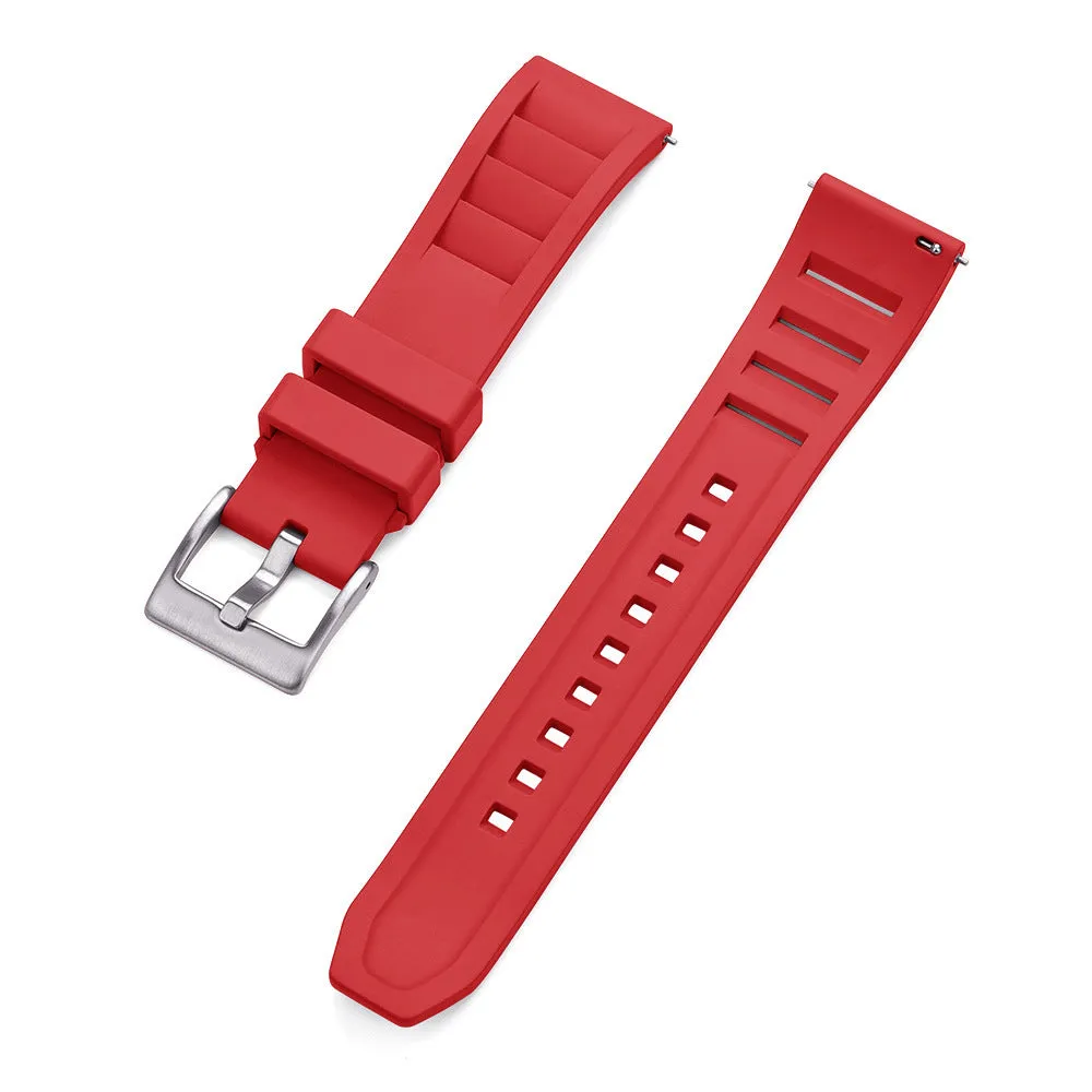 Breathable fluororubber watch strap in black, 22mm width, with wind disassembly design