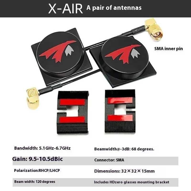 TRUERC X-AIR MKII 5.8g RHCP SMA metal receiving antenna pair for FPV drone goggles
