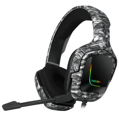 K20 RGB luminous wired gaming headset with microphone and braided cable