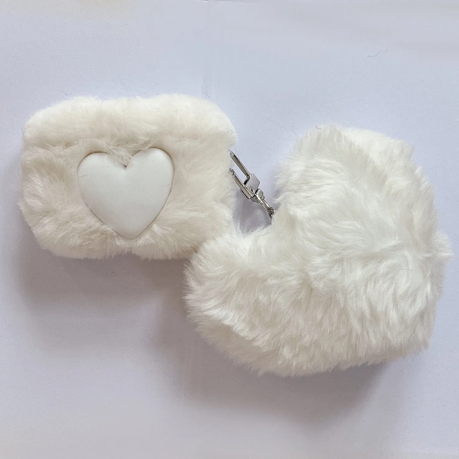 Plush loving heart TPU AirPods case in pink with soft shell and pendant