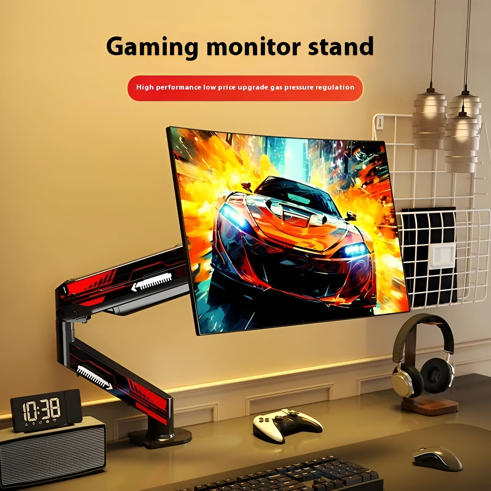 Classic black cold rolled steel monitor bracket for 17-32 inch screens with rotary arm
