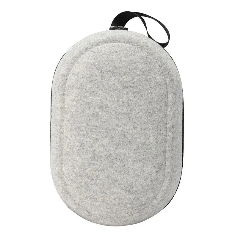 Portable felt hard case storage bag for Meta Quest3 headset and controllers in dark grey with zipper