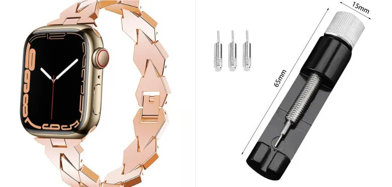 Metal chain steel band diamond strap for Apple Watch – silver colour, fits 38/40/41mm and 42/44/45/49mm cases