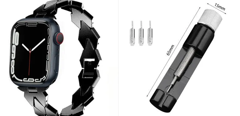 Metal chain steel band diamond strap for Apple Watch – silver colour, fits 38/40/41mm and 42/44/45/49mm cases