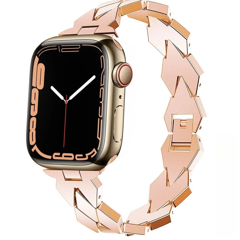 Metal chain steel band diamond strap for Apple Watch – silver colour, fits 38/40/41mm and 42/44/45/49mm cases