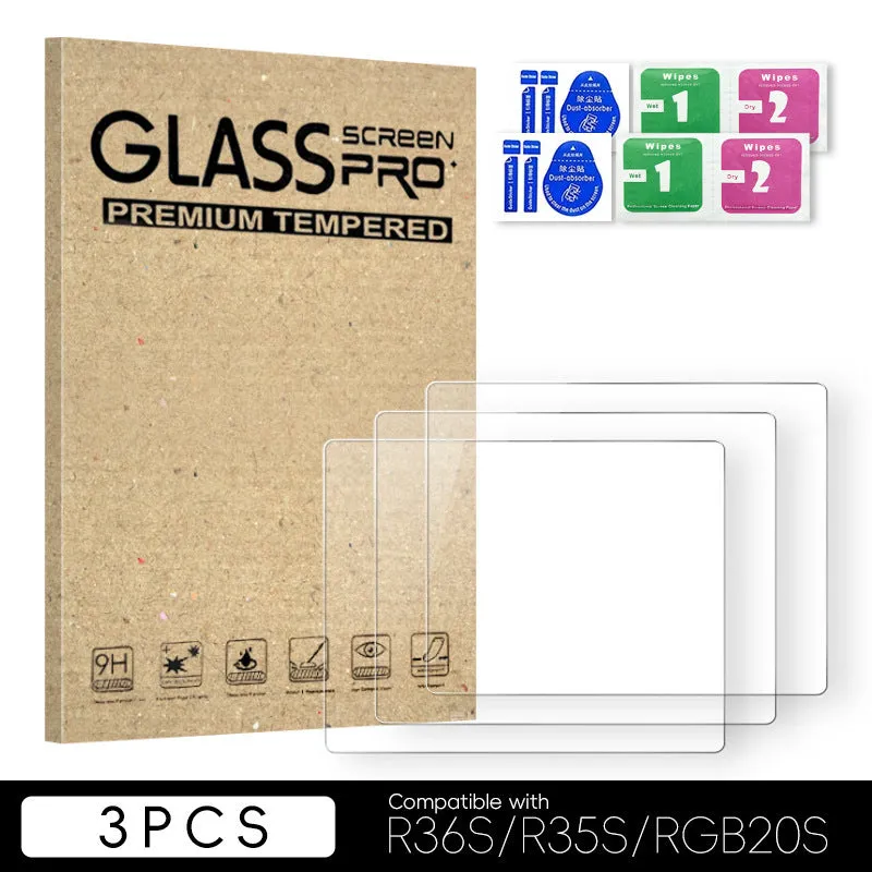 Tempered glass screen protector for R36S/R35S/RGB20S handheld game machine, 3.5 inch HD film