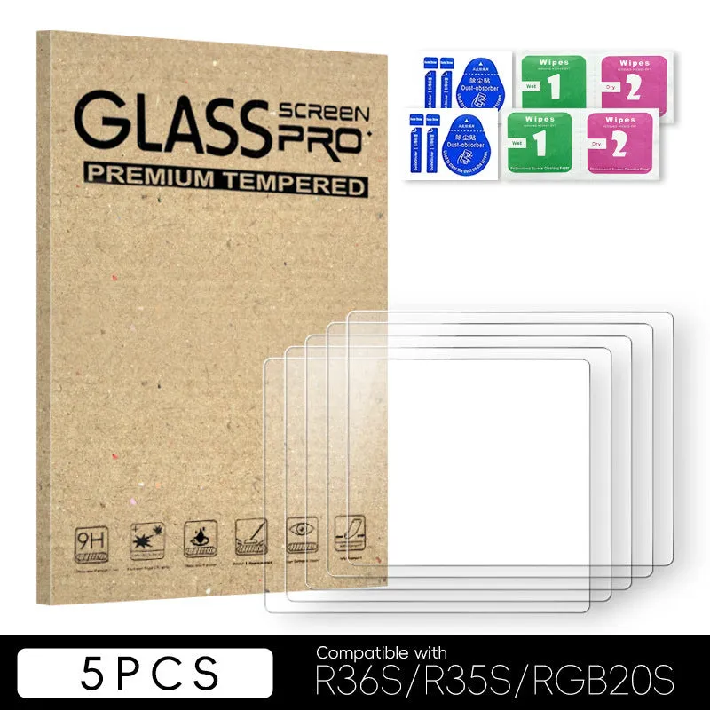 Tempered glass screen protector for R36S/R35S/RGB20S handheld game machine, 3.5 inch HD film