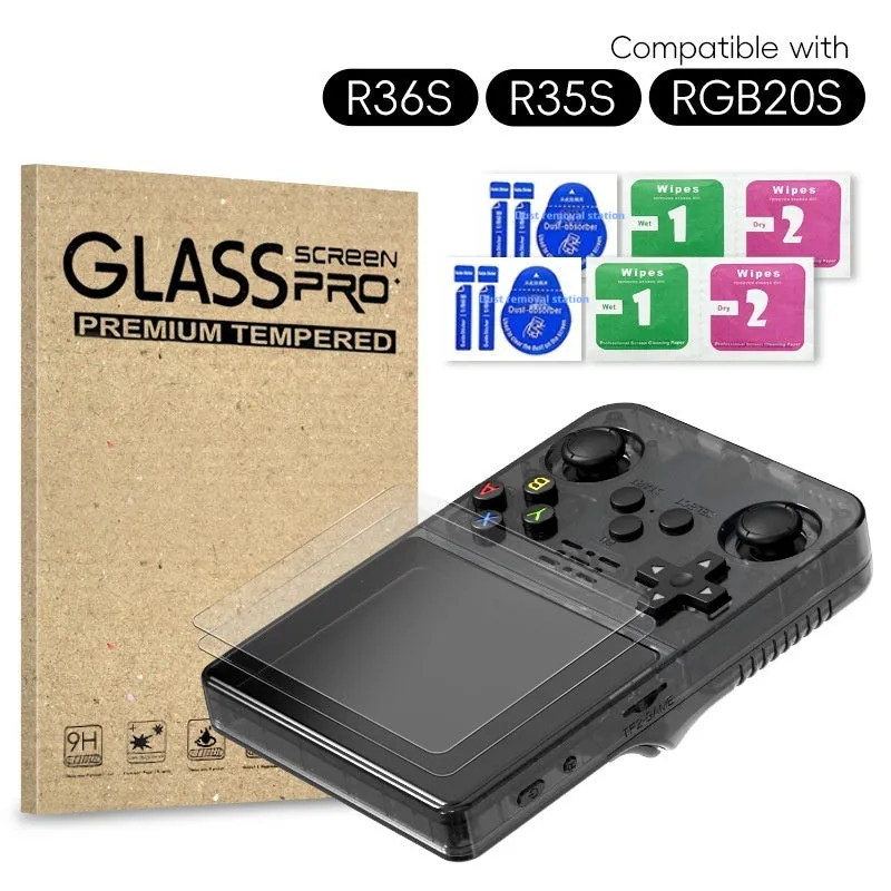 Tempered glass screen protector for R36S/R35S/RGB20S handheld game machine, 3.5 inch HD film