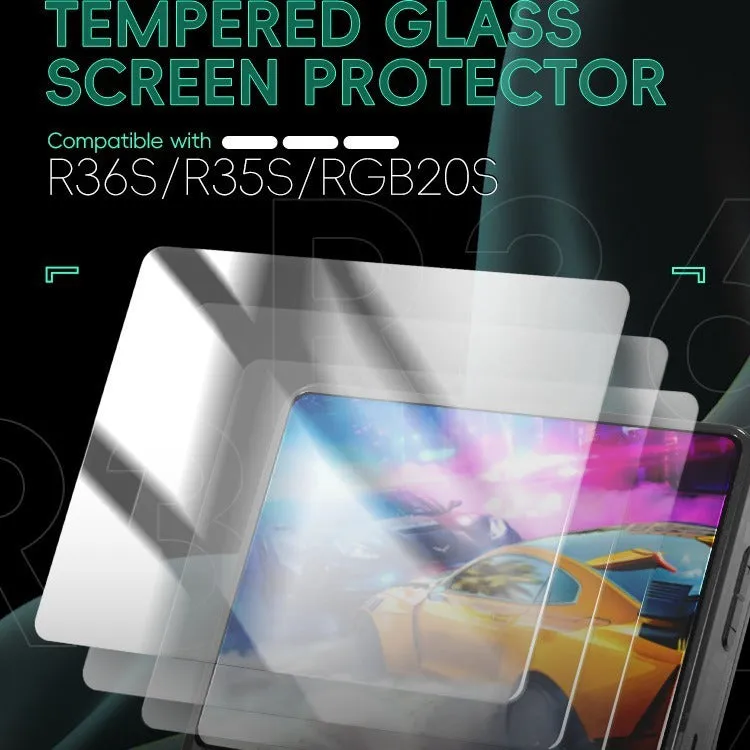Tempered glass screen protector for R36S/R35S/RGB20S handheld game machine, 3.5 inch HD film