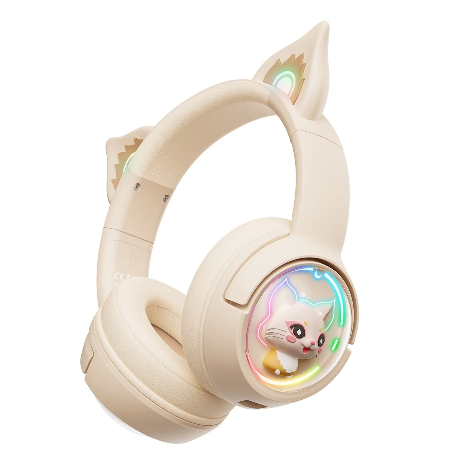 Wireless Bluetooth headset in pink with noise reduction, breathing light, and PC ABS build