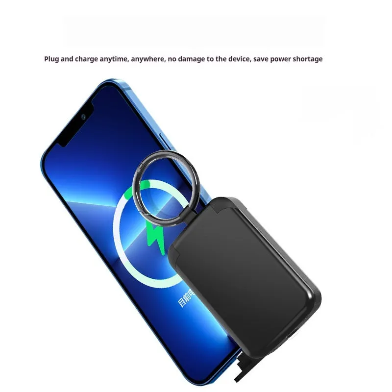 Black anti-lost power bank keychain with 2000mAh battery, ABS casing, USB 2.0 port, keychain attachment