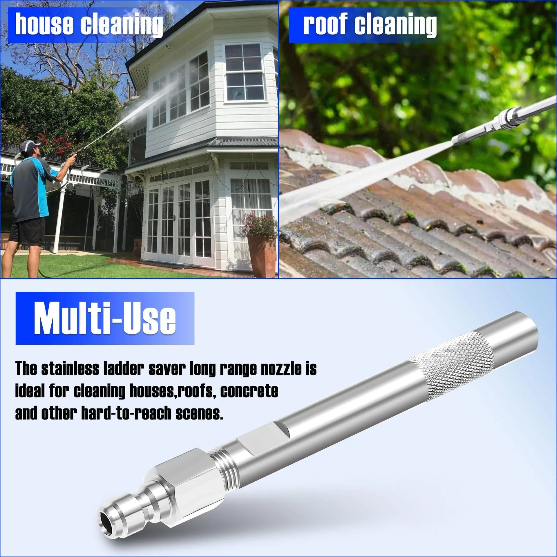 Stainless steel remote chemical nozzle for high pressure cleaning machine, 17cm length, single head