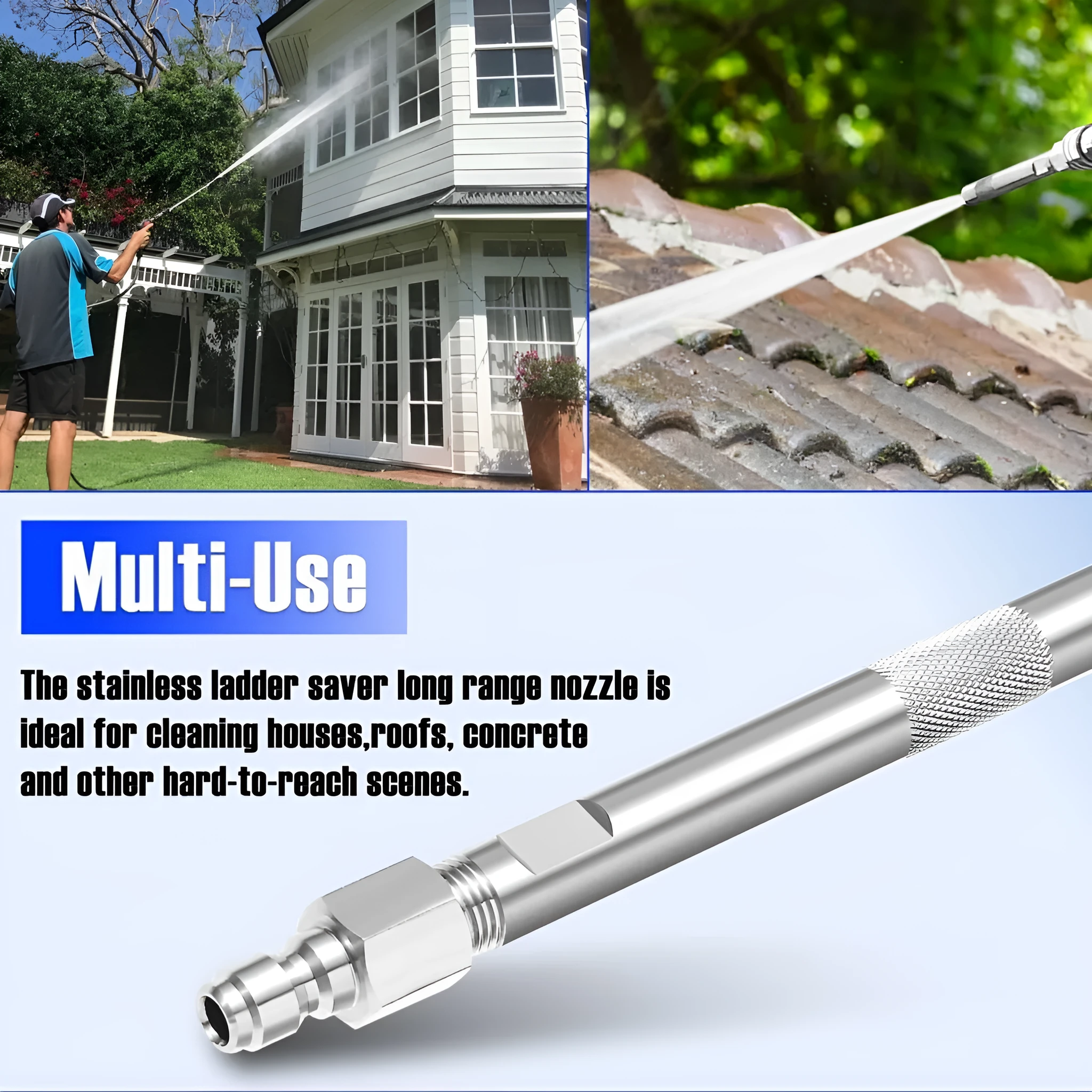 Stainless steel remote chemical nozzle for high pressure cleaning machine, 17cm length, single head