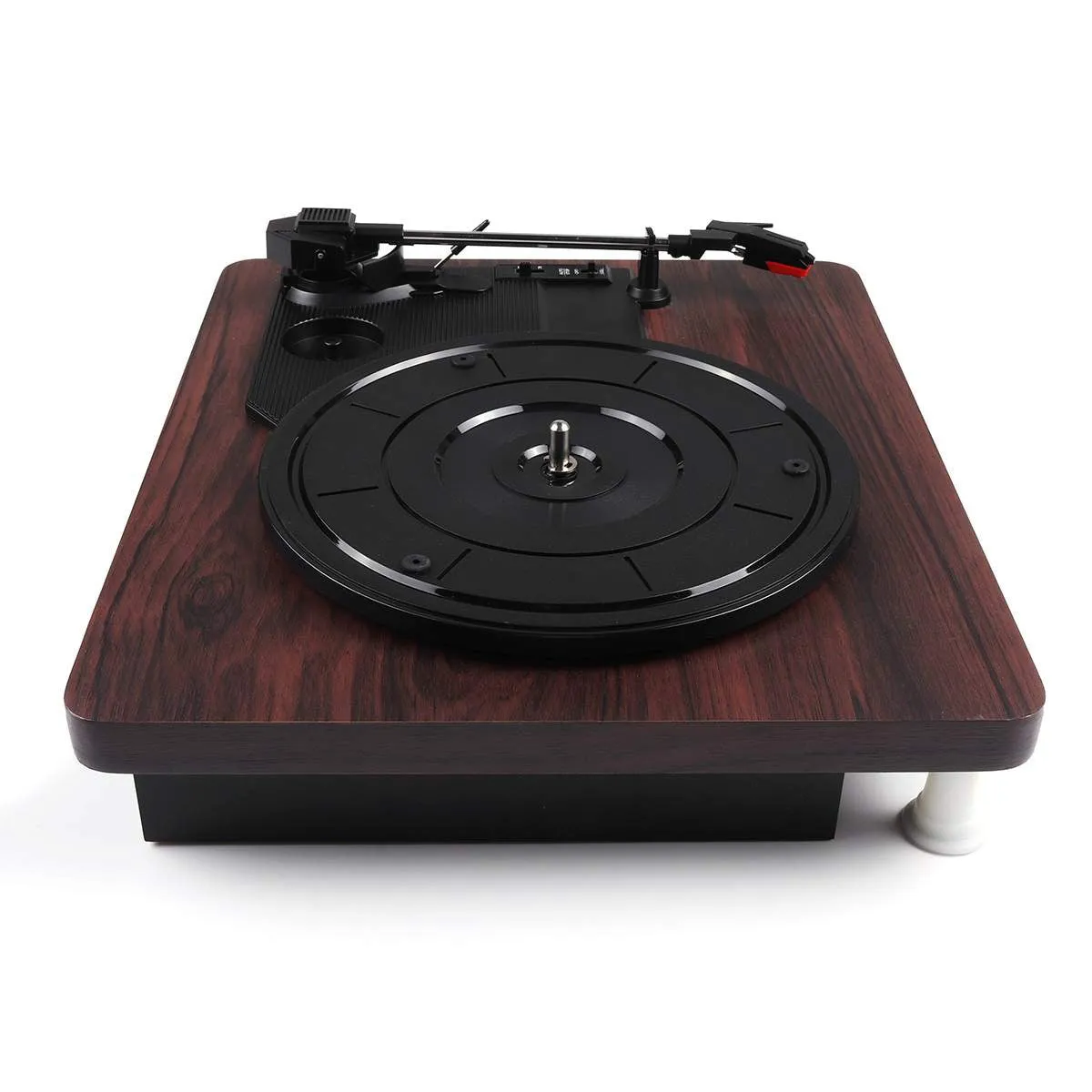 Record player phonograph requires external amplifier, compact turntable 300x250x100mm with multiple plug standards