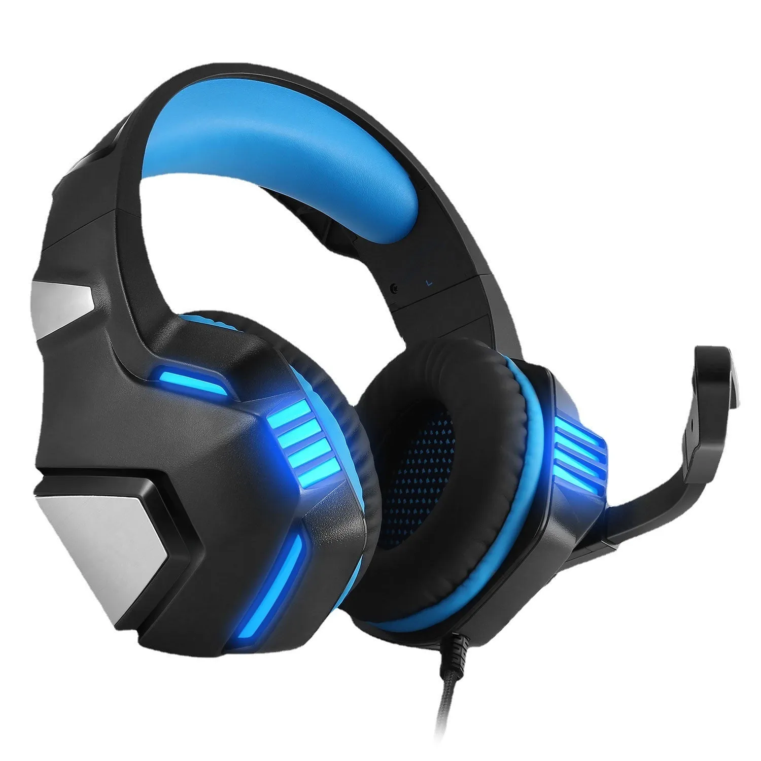 Inzhuo V3 black blue e-sports headset with 50mm speaker and braided cable