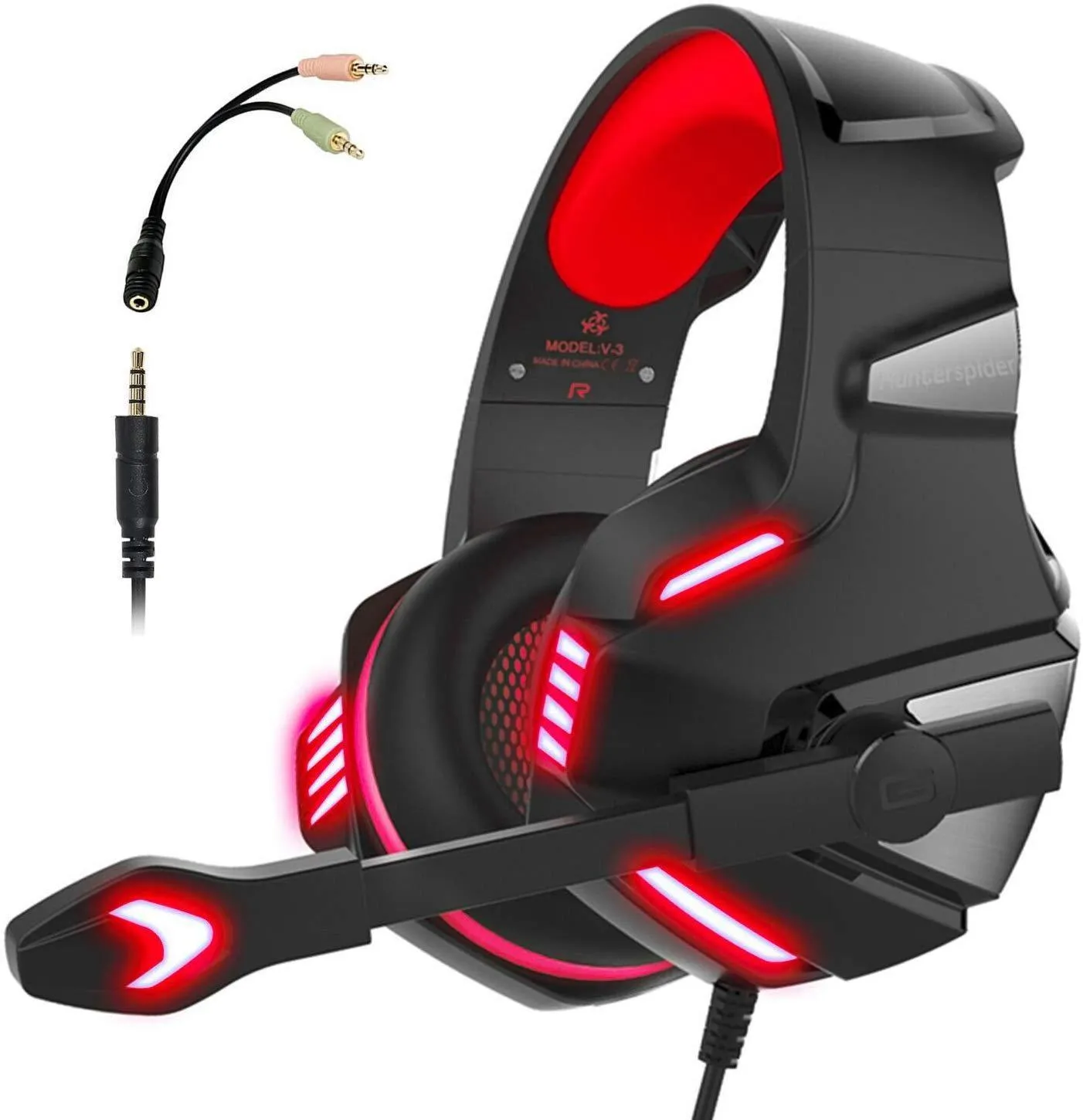 Inzhuo V3 black blue e-sports headset with 50mm speaker and braided cable