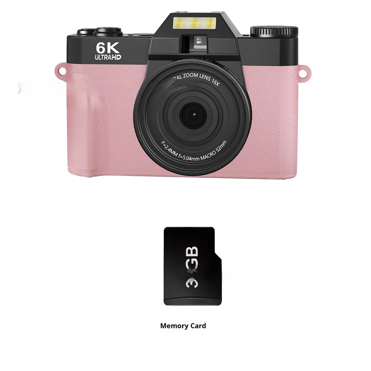6K HD retro mirrorless camera in black with 32G card, compact design for travel photography
