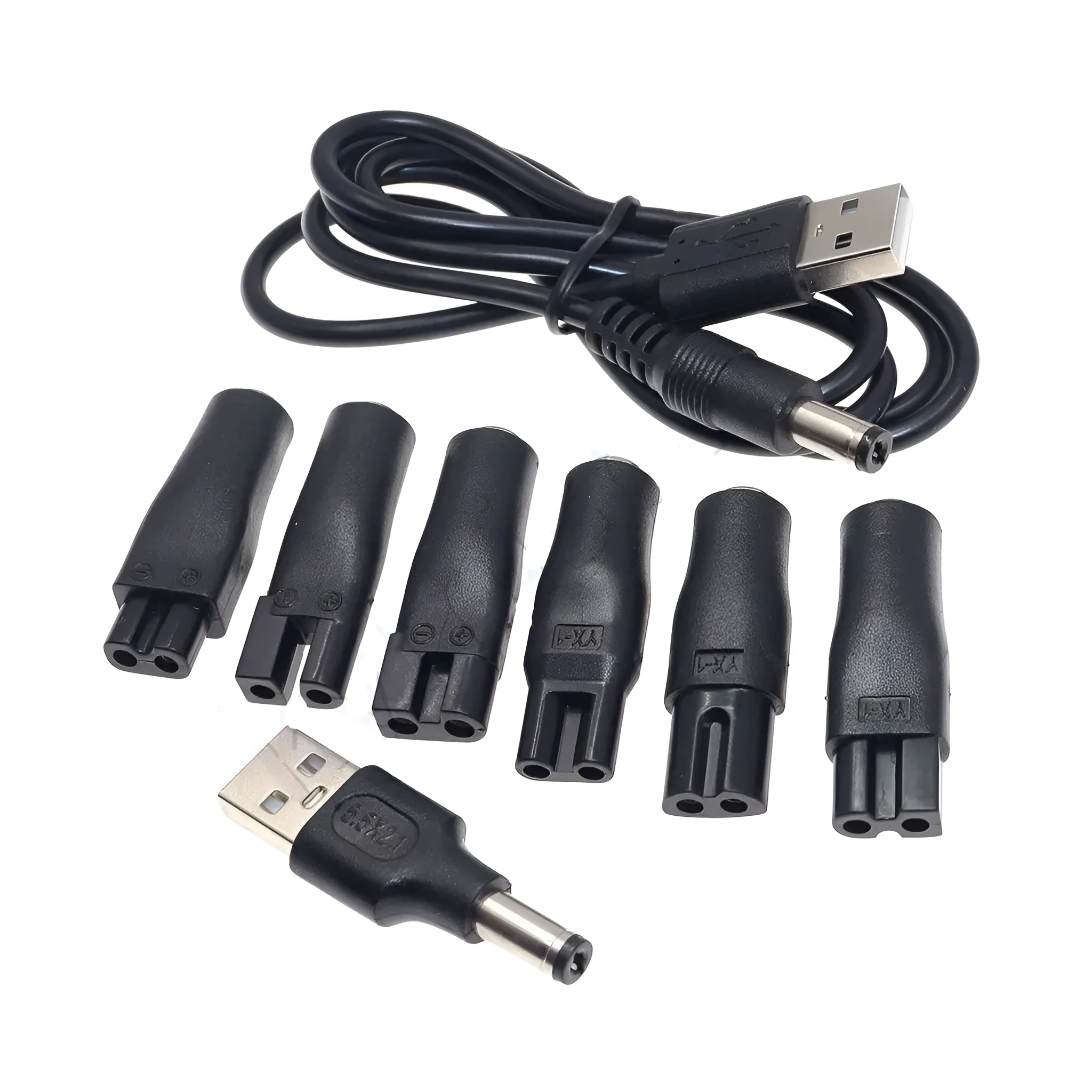 Eight-shaped two-hole USB adapter set for audio purifier and shaver with multiple colour options