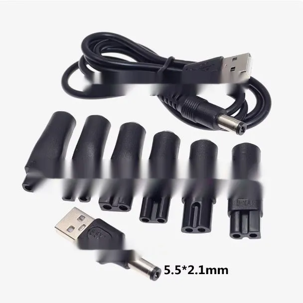 Eight-shaped two-hole USB adapter set for audio purifier and shaver with multiple colour options