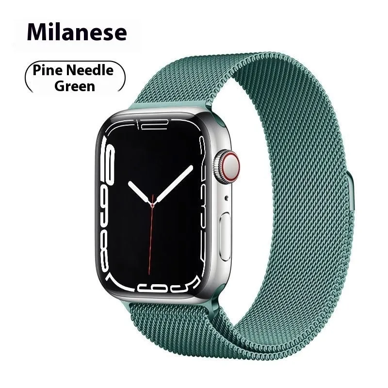 Milanis magnetic strap stainless steel metal watch band for Apple Watch in silver finish with magnetic clasp