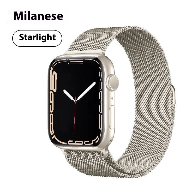 Milanis magnetic strap stainless steel metal watch band for Apple Watch in silver finish with magnetic clasp