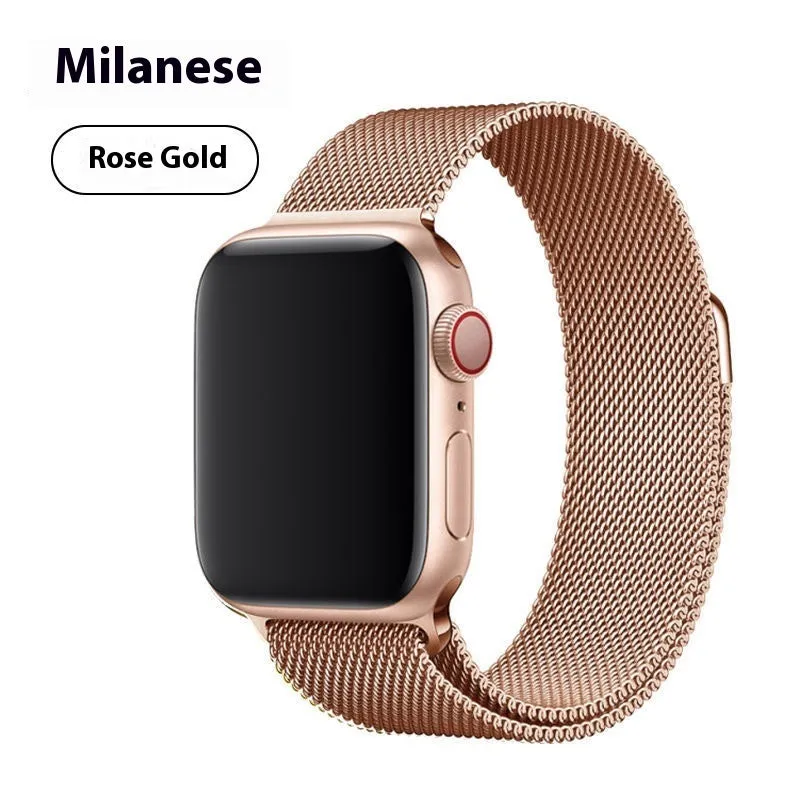 Milanis magnetic strap stainless steel metal watch band for Apple Watch in silver finish with magnetic clasp
