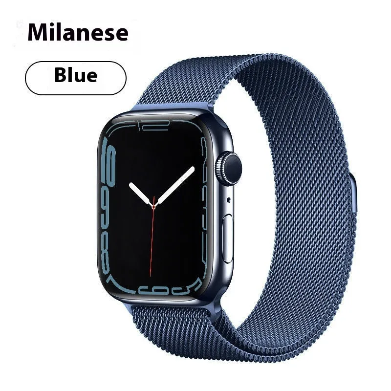 Milanis magnetic strap stainless steel metal watch band for Apple Watch in silver finish with magnetic clasp