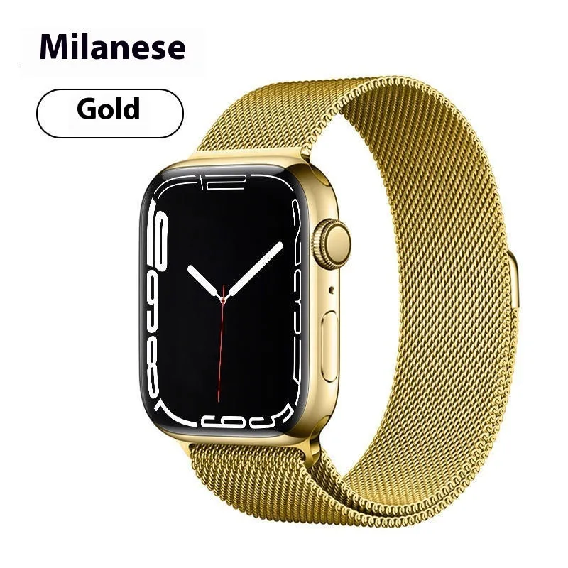 Milanis magnetic strap stainless steel metal watch band for Apple Watch in silver finish with magnetic clasp