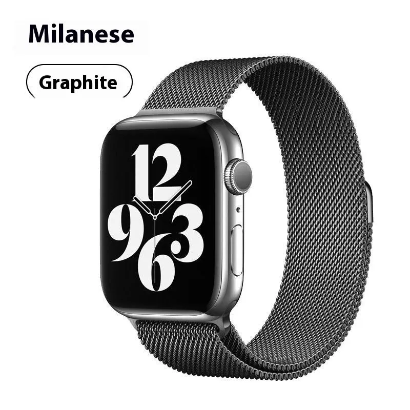 Milanis magnetic strap stainless steel metal watch band for Apple Watch in silver finish with magnetic clasp