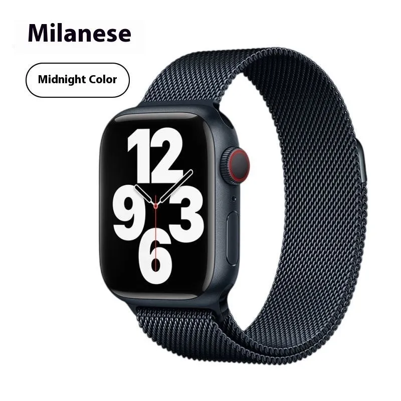 Milanis magnetic strap stainless steel metal watch band for Apple Watch in silver finish with magnetic clasp