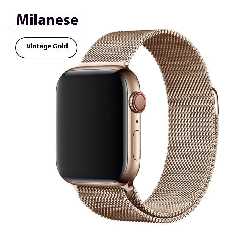 Milanis magnetic strap stainless steel metal watch band for Apple Watch in silver finish with magnetic clasp